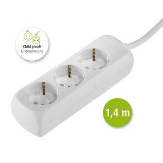 Hama Distribution Panel 3 Sockets Child-proof 1.4 M White