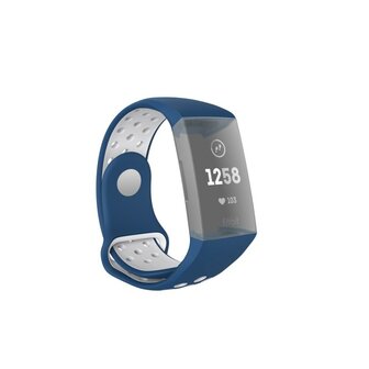 Hama Sportpolsband Voor Fitbit Charge 3/4 Ademend Horlogebandje Blauw/grijs