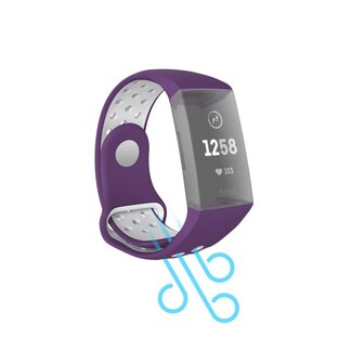 Hama Sportpolsband Voor Fitbit Charge 3/4 Ademend Horlogebandje Paars/grijs