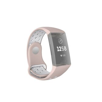 Hama Sportpolsband Voor Fitbit Charge 3/4 Ademend Horlogebandje Ros&eacute;/grijs