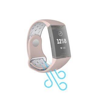 Hama Sportpolsband Voor Fitbit Charge 3/4 Ademend Horlogebandje Ros&eacute;/grijs