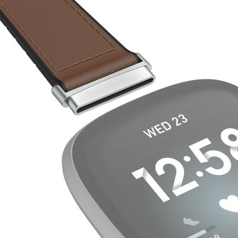 Hama Polsband Voor Fitbit Versa 3/Sense Horlogebandje Van Leer En Silic. Bruin