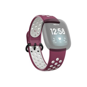 Hama Sportpolsband Voor Fitbit Versa3/Sense Ademend Universeel Bordeaux/grijs