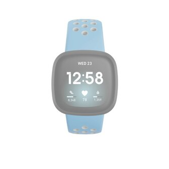 Hama Sportpolsband Voor Fitbit Versa3/Sense Ademend Univ. Lichtblauw/grijs