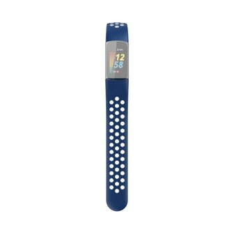 Hama Sportpolsband Voor Fitbit Charge 5 Ademend Horlogebandje D.blauw/grijs