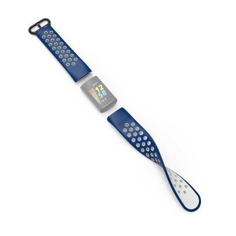 Hama Sportpolsband Voor Fitbit Charge 5 Ademend Horlogebandje D.blauw/grijs