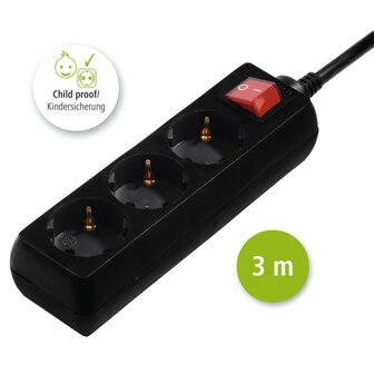 Hama Distribution Panel 3 Sockets With Switch 3 M Black