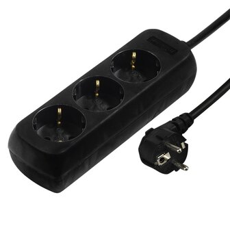 Hama 3-Way Power Strip With Child Safety Feature 3 M Black