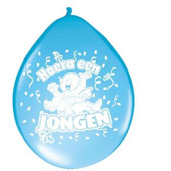 Ballon Hoera een Jongen 30cm 8 stuks