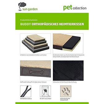 Sun Garden Buddy Orthopedisch Hondenkussen 72x50x8cm Grijs/Antraciet