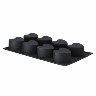 Patisse Mini Hartvormpjes 8 Vaks 29x17 cm Zwart/Siliconen