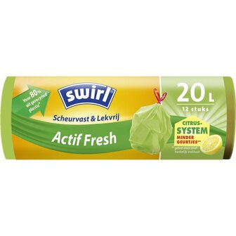 Swirl Actif Fresh Pedaalemmerzakken met Citroengeur 20L 12 Stuks