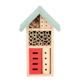 Esschert Design Houten Insectenhotel 9x15x26 cm Naturel/Mintgroen/Rood