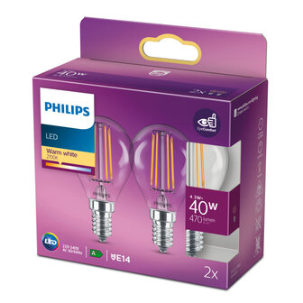 Philips Classic LED Kaarslamp 40W E14 Warm Wit 2 Stuks