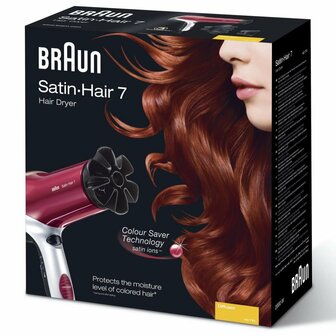 Braun HD770 Satin Hair 7 Colour F&ouml;hn 2200W Rood/Zilver