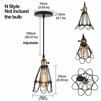 Homestyle Pro MK006-B Industri&euml;le Hanglamp 19x23 cm Zwart/Metaal