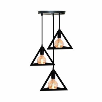 Homestyle Pro MK022-B Industri&euml;le Pyramide Hanglampen Zwart/Metaal