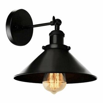 Homestyle Pro MK023-B Industri&euml;le Wandlamp 22 cm Zwart/Metaal