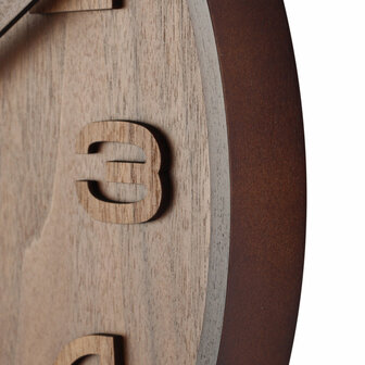 NeXtime NE-3096BR Wandklok Dia. 35 Cm, Hout, Bruin, &#039;Wood Wood Medium&#039;