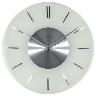 NeXtime NE-3147 Wandklok Dia. 40 Cm, Melkglas, &#039;Stripe&#039; Radio Controlled