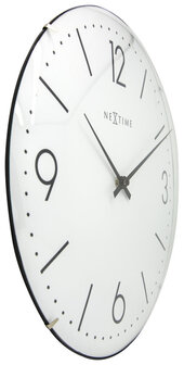 NeXtime NE-3157WI Wandklok Dia. 35 Cm, Bol Glas, Wit, &#039;Basic Dome&#039;