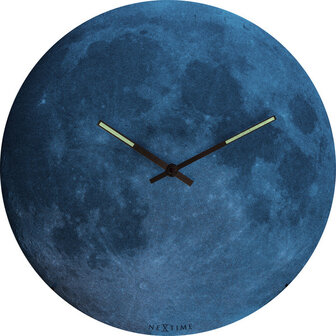 NeXtime NE-3164 Wandklok Dia. 35 Cm, Bol Glas, &#039;blauw Moon Dome&#039;