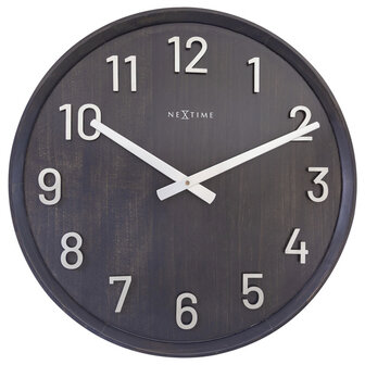 NeXtime NE-3284ZW Grote Wandklok - 50cm- Stille Klok - Walnoot - Zwart - &quot;Precious&quot;