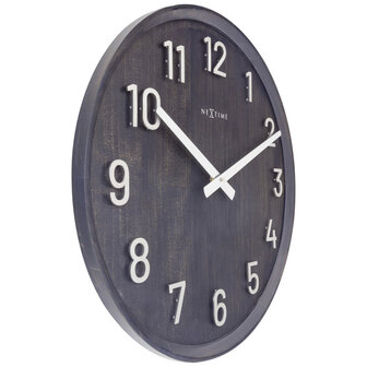 NeXtime NE-3284ZW Grote Wandklok - 50cm- Stille Klok - Walnoot - Zwart - &quot;Precious&quot;