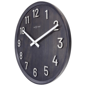 NeXtime NE-3284ZW Grote Wandklok - 50cm- Stille Klok - Walnoot - Zwart - &quot;Precious&quot;