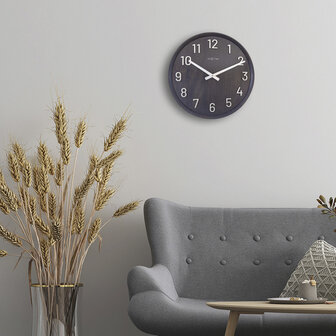 NeXtime NE-3284ZW Grote Wandklok - 50cm- Stille Klok - Walnoot - Zwart - &quot;Precious&quot;