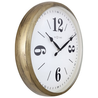 NeXtime NE-3290GO Landelijke Wandklok - 39cm - Stille Klok - Wit/ Goud- &quot;Classic&quot;