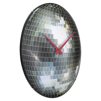 NeXtime NE-3293 Stille Wandklok - 35cm - Discobal - Koepelvormig Glas - &quot;Disco Ball&quot;