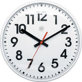 NeXtime NX-7308WI Wandklok NXT Diam. 26cm Kunststof Wit, Witte Wijzerplaat