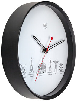 NeXtime NX-7350 Wandklok NXt Worldtour Dia 30cm Kunststof Zwart