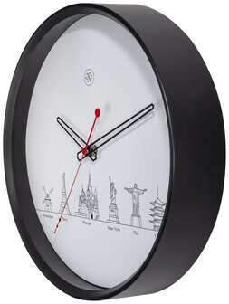 NeXtime NX-7350 Wandklok NXt Worldtour Dia 30cm Kunststof Zwart