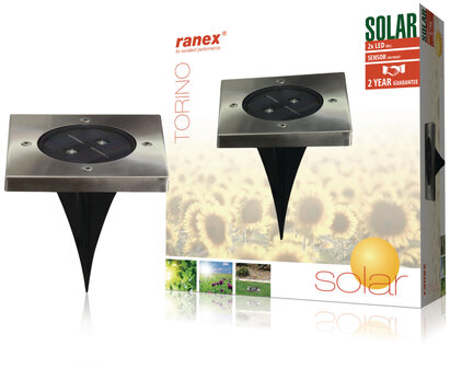 Ranex RA-5000406 LED Solar Grondspot RVS