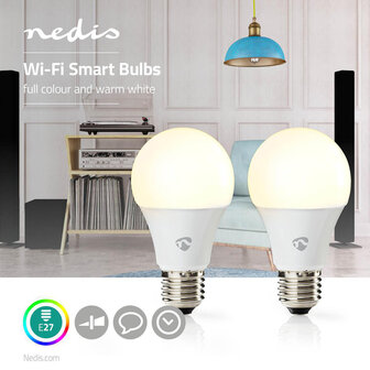 Nedis WIFILC21WTE27 Wi-fi Smart Led-lampen Full-colour En Warm-wit E27 2-pack