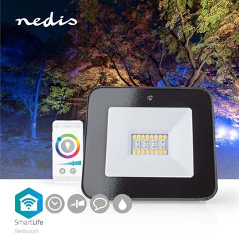 Nedis WIFILOFC20FBK Smartlife Schijnwerper 1600 Lm Wi-fi 20 W Rgb + Instelbaar Wit 2700 - 6500 K Aluminium Android&trade; / Ios