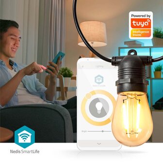 Nedis WIFILP01F10 Smartlife Decoratieve Led Feestverlichting Wi-fi Warm Wit 10 Led&#039;s 9.00 M Android&trade; / Ios Diameter Bulb: 45 Mm