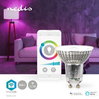 Nedis WIFILRC10GU10 Smartlife Multicolour Lamp Wi-fi Gu10 345 Lm 4.9 W Rgb / Warm To Cool White Android&trade; / Ios Par16