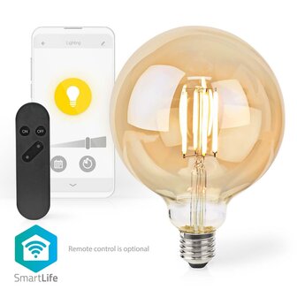 Nedis WIFILRF10G125 Smartlife Led Filamentlamp Wi-fi E27 806 Lm 7 W Warm Wit Glas Android&trade; / Ios Globe