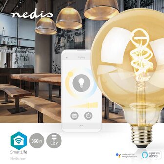 Nedis WIFILRT10G125 Smartlife Led Filamentlamp Wi-fi E27 360 Lm 4.9 W Warm To Cool White 1800 - 6500 K Glas Android&trade; / Ios Globe