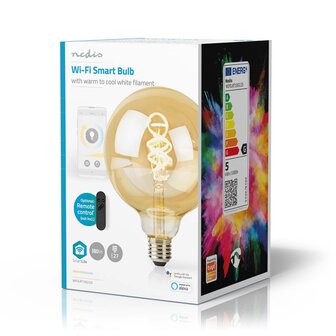 Nedis WIFILRT10G125 Smartlife Led Filamentlamp Wi-fi E27 360 Lm 4.9 W Warm To Cool White 1800 - 6500 K Glas Android&trade; / Ios Globe