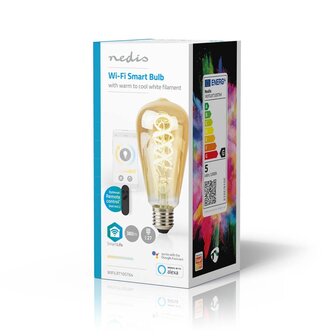 Nedis WIFILRT10ST64 Smartlife Led Filamentlamp Wi-fi E27 360 Lm 4.9 W Warm To Cool White 1800 - 6500 K Glas Android&trade; / Ios St64