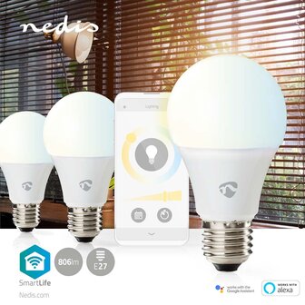 Nedis WIFILRW30E27 Smartlife Led Bulb Wi-fi E27 806 Lm 9 W Warm To Cool White Energieklasse: F Android&trade; / Ios Peer