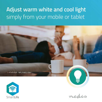 Nedis WIFILW12WTE27 Smartlife Led Bulb Wi-fi E27 800 Lm 9 W Warm Wit 2700 K Energieklasse: A+ Android&trade; &amp; Ios Diameter: 60 Mm A60