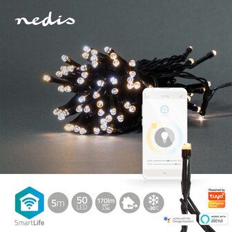 Nedis WIFILX02W50 Smartlife Decoratieve Led Koord Wi-fi Warm Tot Koel Wit 50 Led&#039;s 5.00 M Android&trade; / Ios