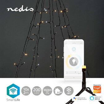 Nedis WIFILXT02W200 Smartlife Decoratieve Led Boom Wi-fi Warm Tot Koel Wit 200 Led&#039;s 10 X 2 M Android&trade; / Ios