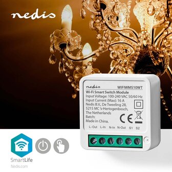 Nedis WIFIWMS10WT Smartlife Schakelaar Wi-fi 3680 W Kroonsteen App Beschikbaar Voor: Android&trade; / Ios