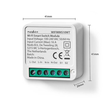 Nedis WIFIWMS10WT Smartlife Schakelaar Wi-fi 3680 W Kroonsteen App Beschikbaar Voor: Android&trade; / Ios